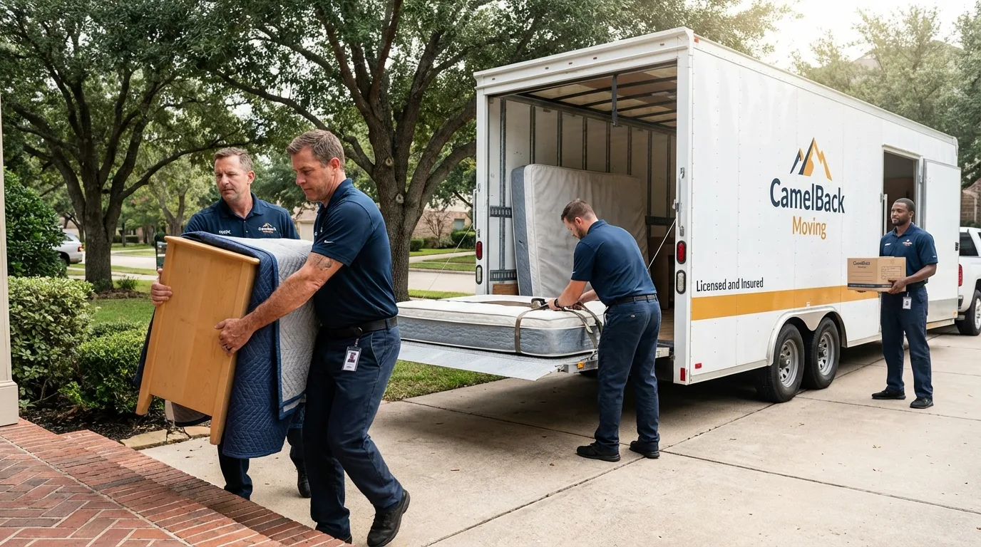 Crew loading residential truck for cross-state move from Brimfield, MA